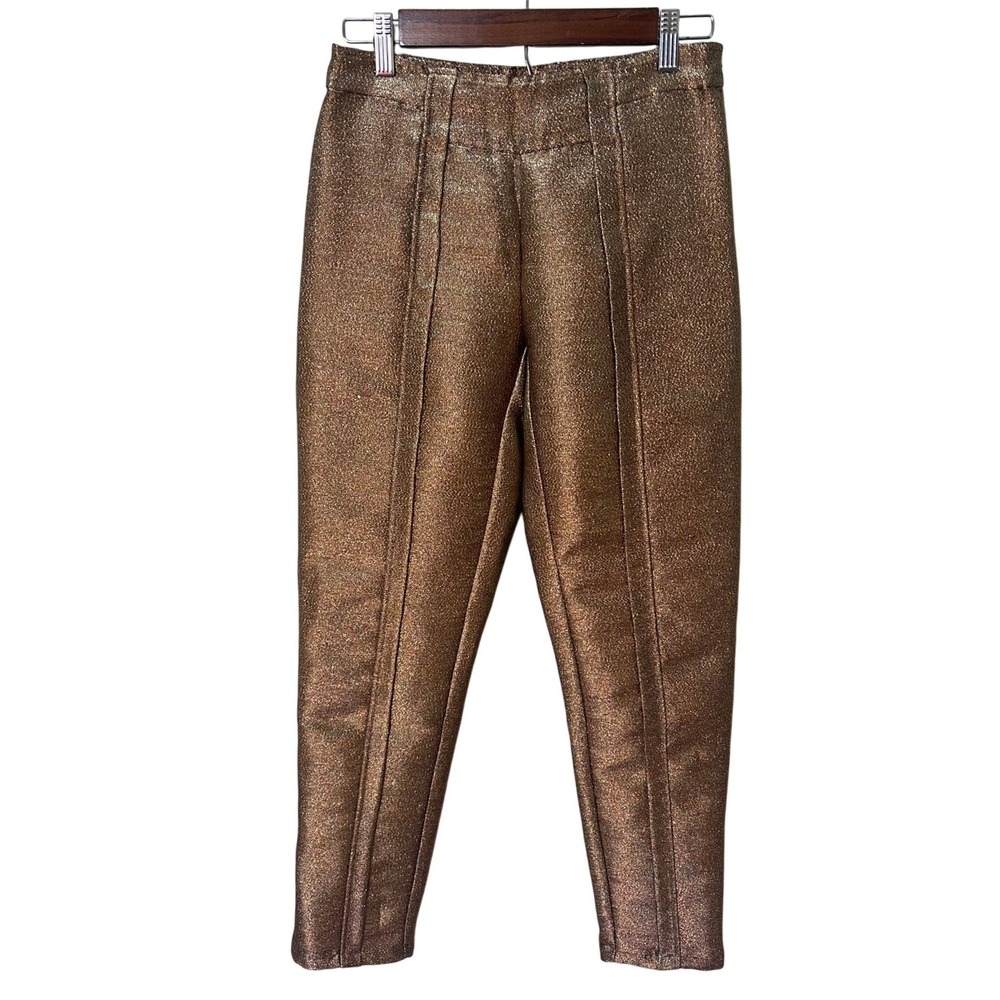 Ramy Brook Lucinda Metallic Copper Ankle Pants A1019504 Size 0‎ NWT